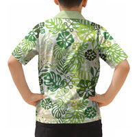 Green Aloha Hawaiian Hawaiian Shirt Monstera Hibiscus Tropical Pattern