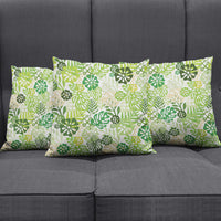 Green Aloha Hawaiian Pillow Cover Monstera Hibiscus Tropical Pattern