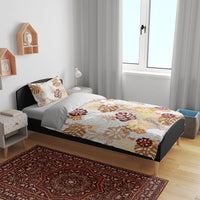 Brown Aloha Hawaiian Bedding Set Monstera Hibiscus Tropical Pattern