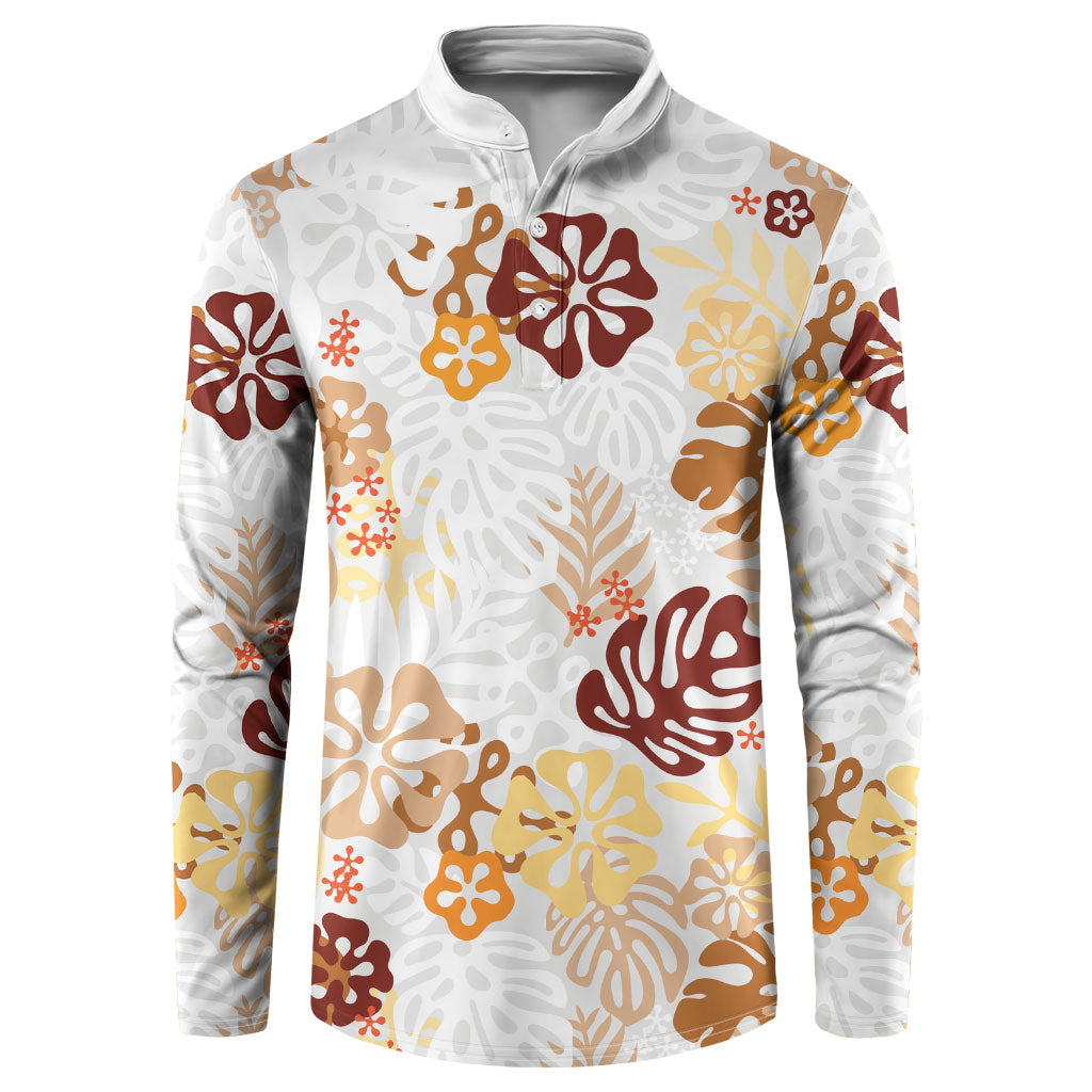 Brown Aloha Hawaiian Button Sweatshirt Monstera Hibiscus Tropical Pattern LT19 Brown - Polynesian Pride