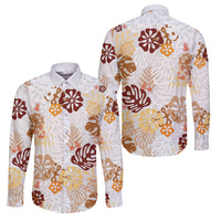 Brown Aloha Hawaiian Family Matching Off Shoulder Maxi Dress and Hawaiian Shirt Monstera Hibiscus Tropical Pattern