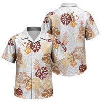 Brown Aloha Hawaiian Family Matching Puletasi and Hawaiian Shirt Monstera Hibiscus Tropical Pattern