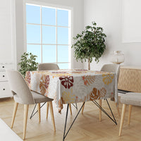 Brown Aloha Hawaiian Tablecloth Monstera Hibiscus Tropical Pattern