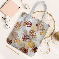 Brown Aloha Hawaiian Tote Bag Monstera Hibiscus Tropical Pattern
