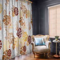 Brown Aloha Hawaiian Window Curtain Monstera Hibiscus Tropical Pattern