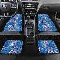 Blue Aloha Hawaiian Car Mats Monstera Hibiscus Tropical Pattern