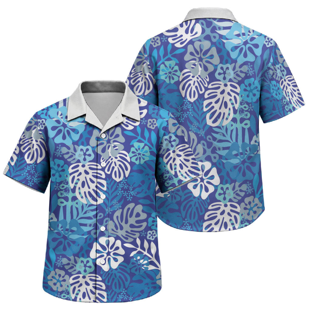 Blue Aloha Hawaiian Family Matching Summer Maxi Dress and Hawaiian Shirt Monstera Hibiscus Tropical Pattern