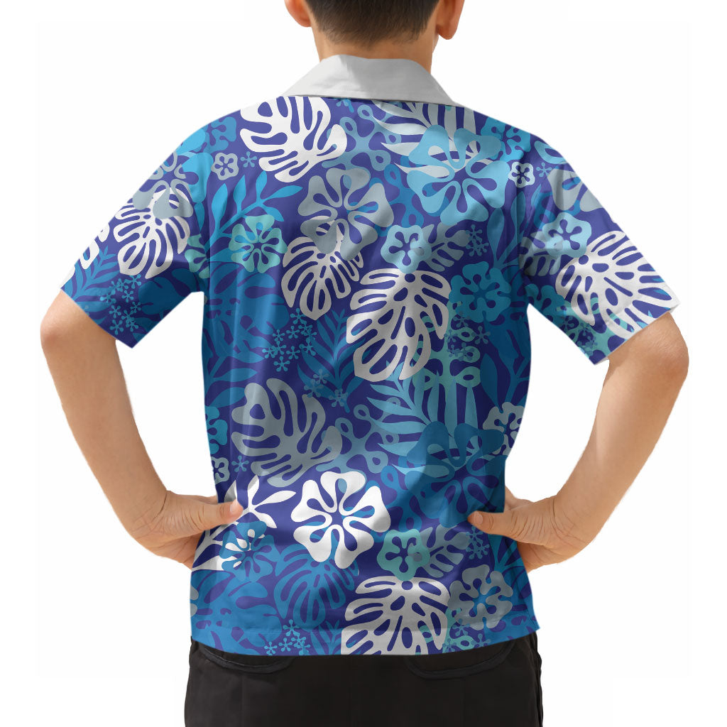 Blue Aloha Hawaiian Hawaiian Shirt Monstera Hibiscus Tropical Pattern