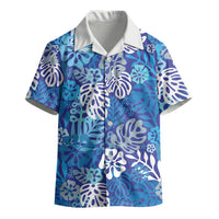 Blue Aloha Hawaiian Kid Hawaiian Shirt Monstera Hibiscus Tropical Pattern