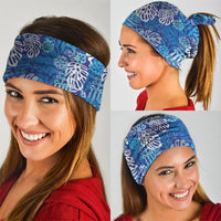 Blue Aloha Hawaiian Neck Gaiter Monstera Hibiscus Tropical Pattern