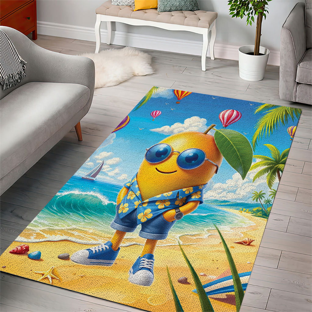 Funny Hawaii Mango Area Rug Tropical Summer Beach Mascot Vacation