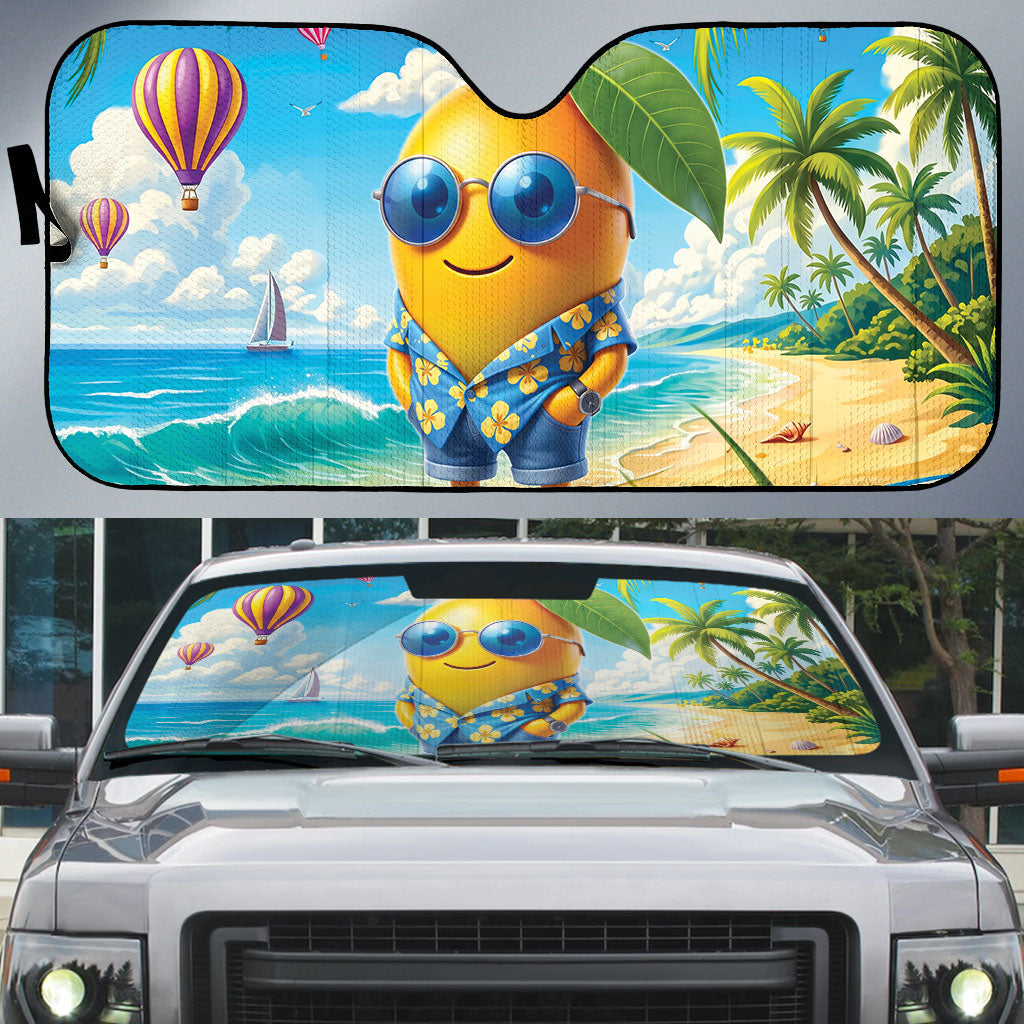 Funny Hawaii Mango Auto Sun Shade Tropical Summer Beach Mascot Vacation