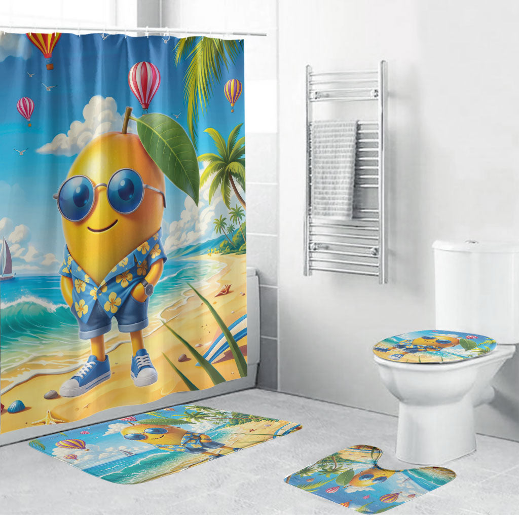 Funny Hawaii Mango Bathroom Set Tropical Summer Beach Mascot Vacation