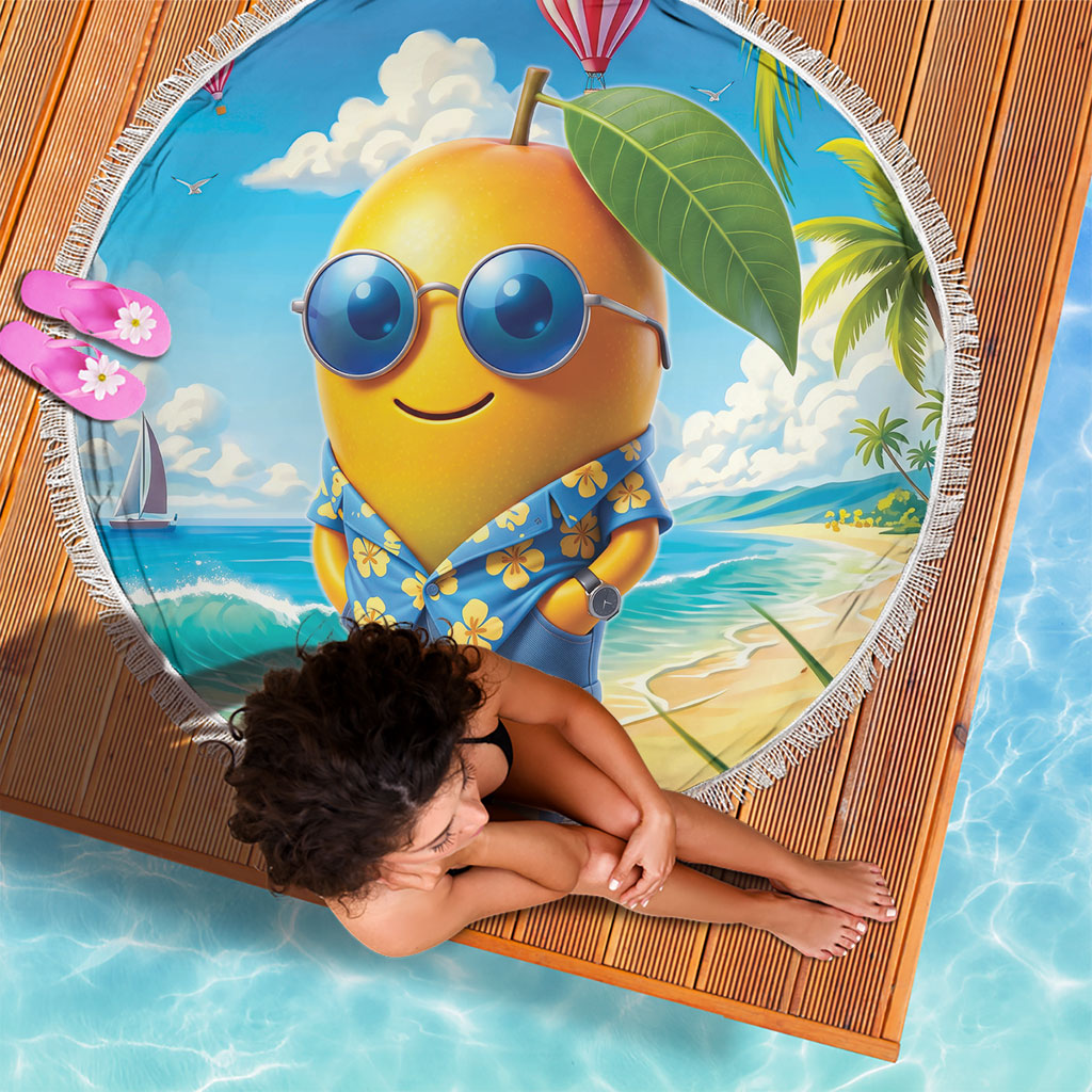 Funny Hawaii Mango Beach Blanket Tropical Summer Beach Mascot Vacation