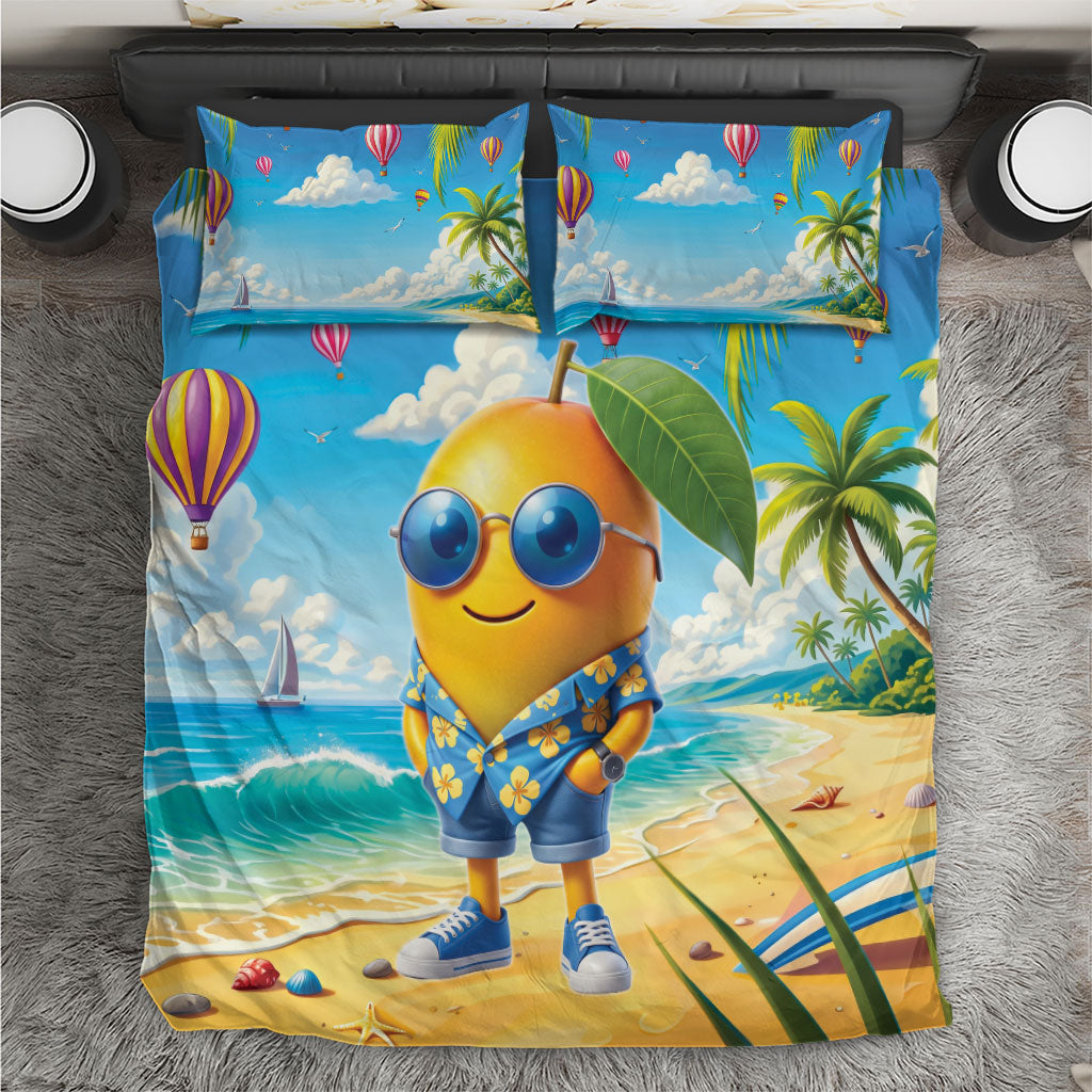 Funny Hawaii Mango Bedding Set Tropical Summer Beach Mascot Vacation LT19 Blue - Polynesian Pride
