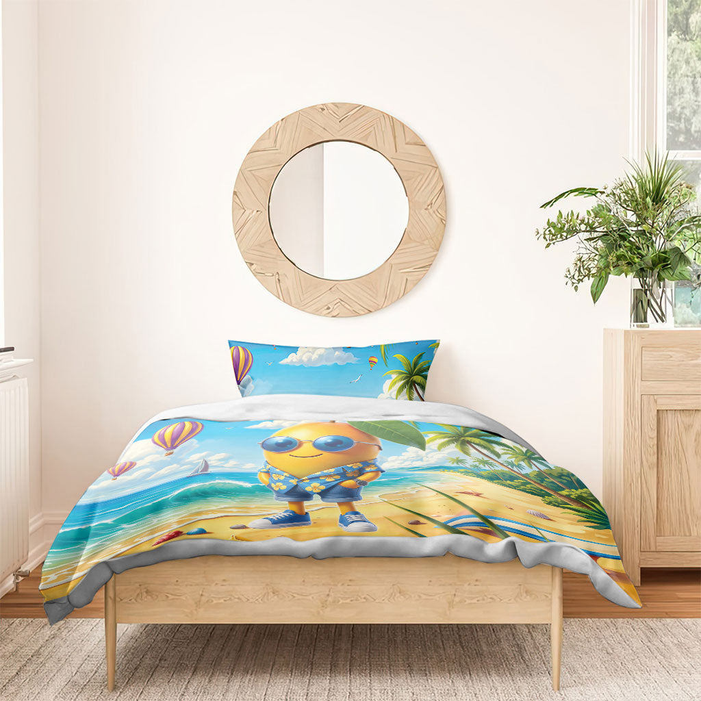Funny Hawaii Mango Bedding Set Tropical Summer Beach Mascot Vacation