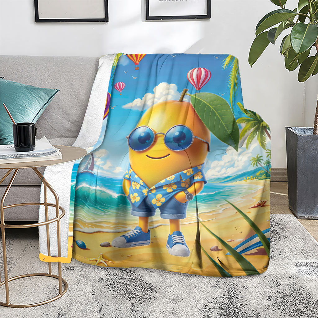 Funny Hawaii Mango Blanket Tropical Summer Beach Mascot Vacation