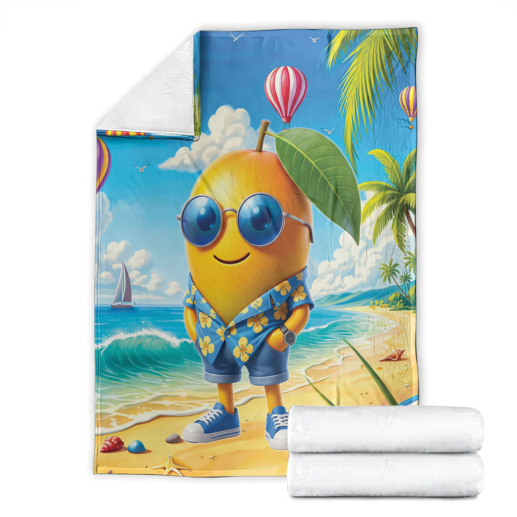 Funny Hawaii Mango Blanket Tropical Summer Beach Mascot Vacation