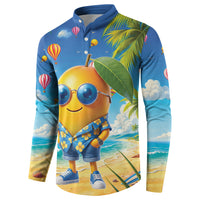 Funny Hawaii Mango Button Sweatshirt Tropical Summer Beach Mascot Vacation