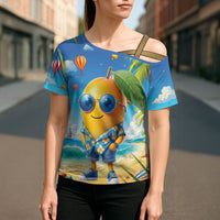 Funny Hawaii Mango Cross Shoulder Shirt Tropical Summer Beach Mascot Vacation