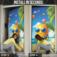 Funny Hawaii Mango Door Cover Tropical Summer Beach Mascot Vacation