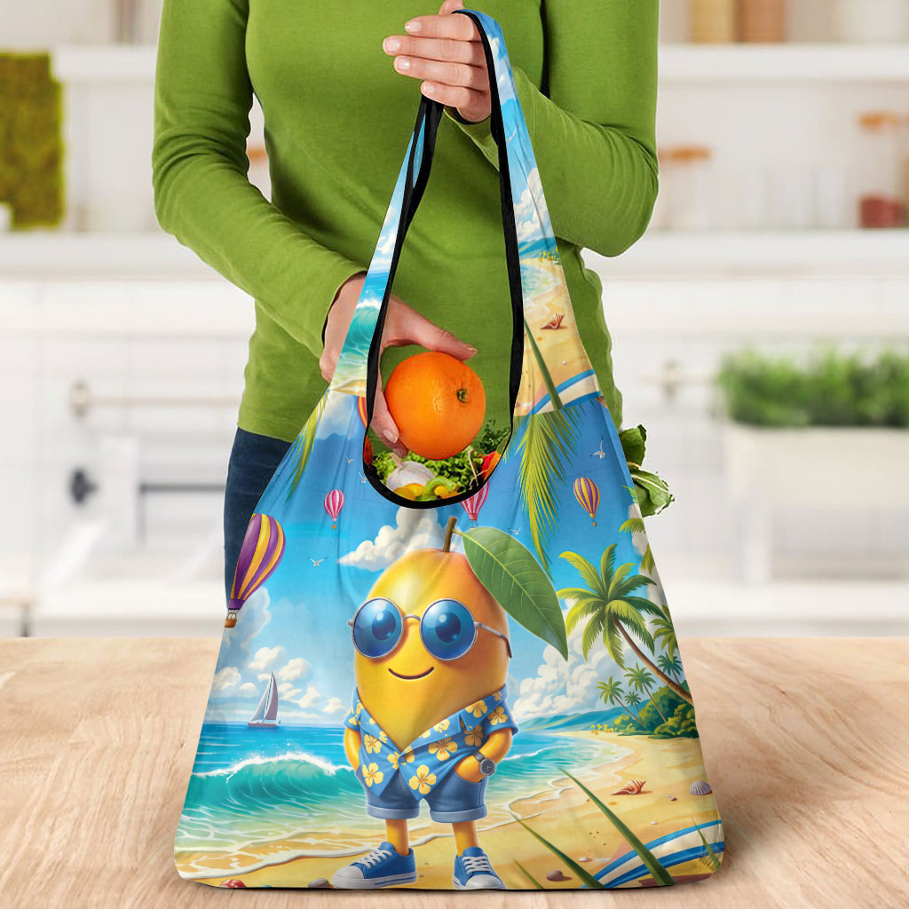 Funny Hawaii Mango Grocery Bag Tropical Summer Beach Mascot Vacation