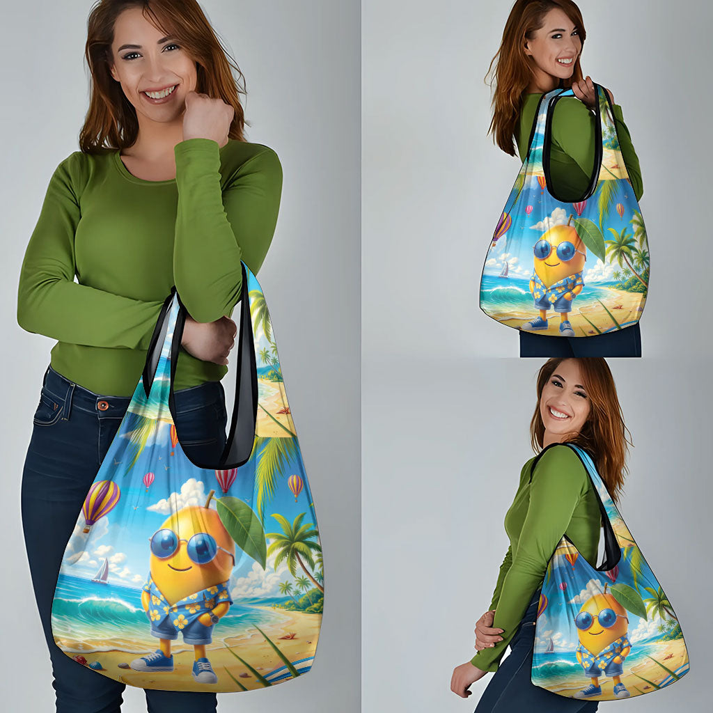 Funny Hawaii Mango Grocery Bag Tropical Summer Beach Mascot Vacation