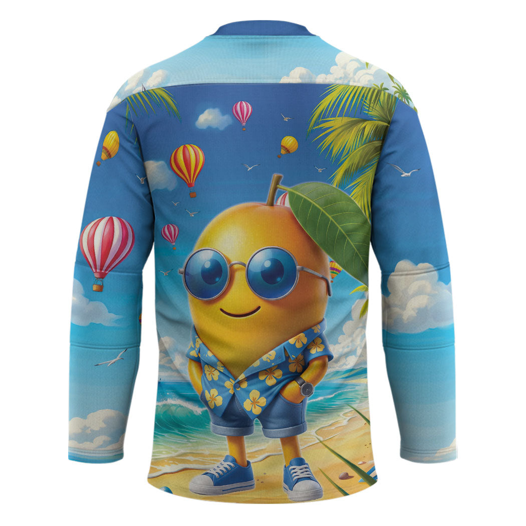Funny Hawaii Mango Hockey Jersey Tropical Summer Beach Mascot Vacation