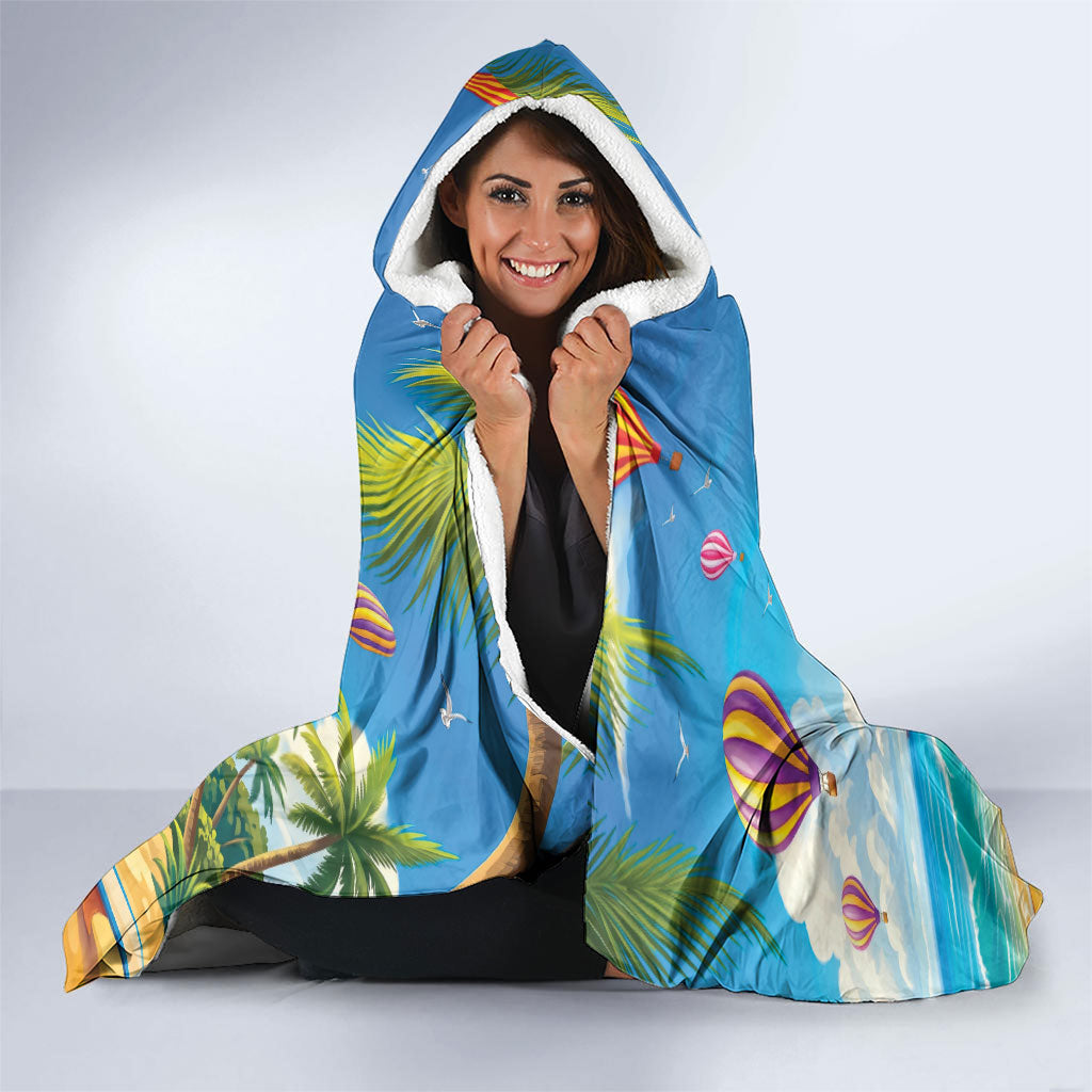 Funny Hawaii Mango Hooded Blanket Tropical Summer Beach Mascot Vacation