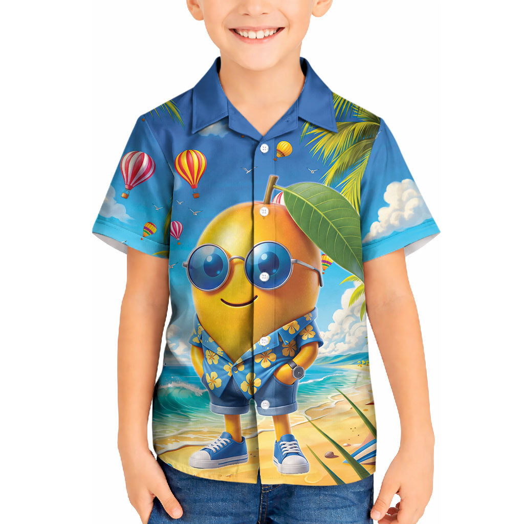 Funny Hawaii Mango Kid Hawaiian Shirt Tropical Summer Beach Mascot Vacation