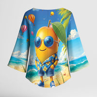Funny Hawaii Mango Kimono Sleeve Blouse Tropical Summer Beach Mascot Vacation