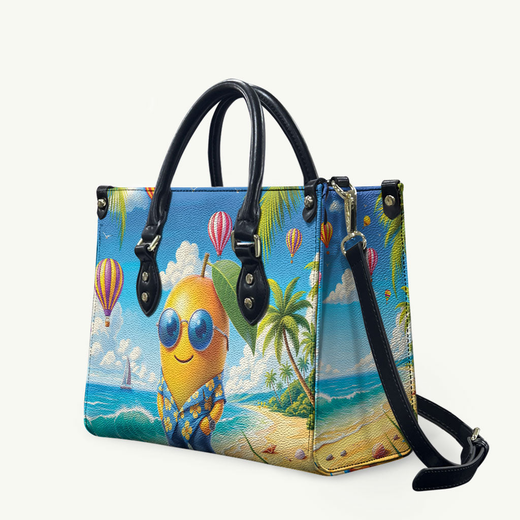 Funny Hawaii Mango Leather Bag Tropical Summer Beach Mascot Vacation