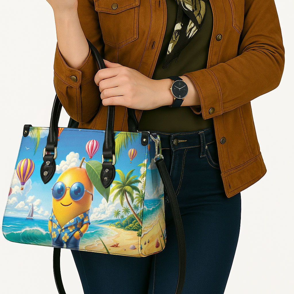 Funny Hawaii Mango Leather Bag Tropical Summer Beach Mascot Vacation