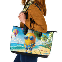 Funny Hawaii Mango Leather Tote Bag Tropical Summer Beach Mascot Vacation