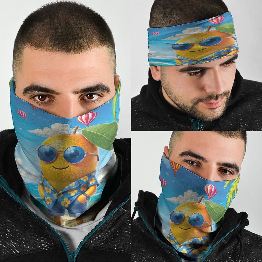 Funny Hawaii Mango Neck Gaiter Tropical Summer Beach Mascot Vacation