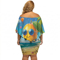 Funny Hawaii Mango Off Shoulder Short Dress Tropical Summer Beach Mascot Vacation