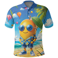 Funny Hawaii Mango Polo Shirt Tropical Summer Beach Mascot Vacation