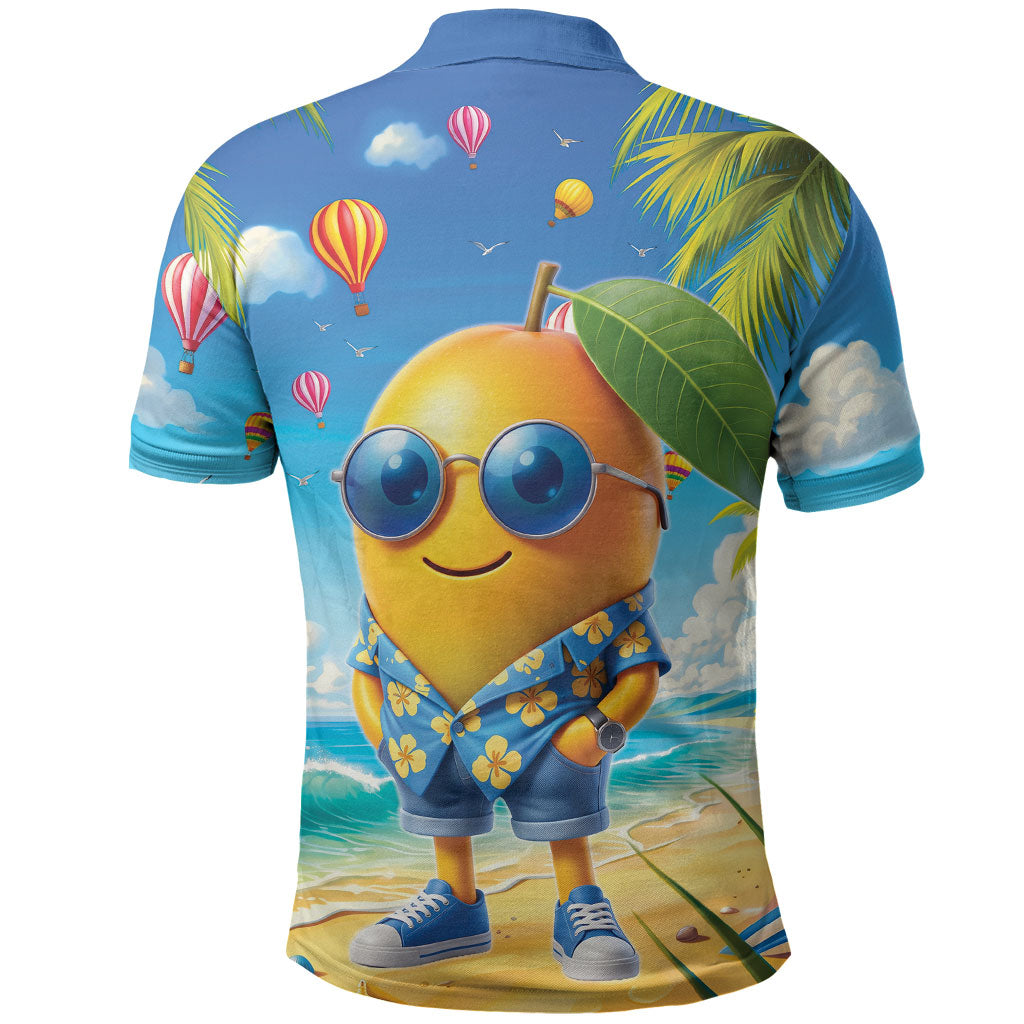 Funny Hawaii Mango Polo Shirt Tropical Summer Beach Mascot Vacation