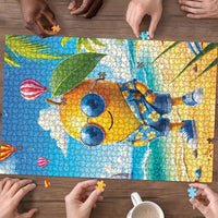 Funny Hawaii Mango Puzzle Tropical Summer Beach Mascot Vacation