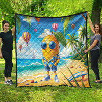 Funny Hawaii Mango Quilt Tropical Summer Beach Mascot Vacation