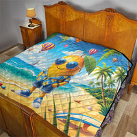 Funny Hawaii Mango Quilt Tropical Summer Beach Mascot Vacation