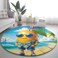 Funny Hawaii Mango Round Carpet Tropical Summer Beach Mascot Vacation