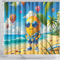 Funny Hawaii Mango Shower Curtain Tropical Summer Beach Mascot Vacation