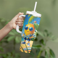 Funny Hawaii Mango Tumbler With Handle Tropical Summer Beach Mascot Vacation