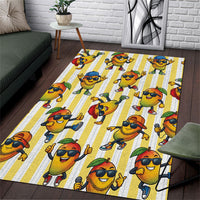 Funny Hawaii Mango Hip Hop Cartoon Area Rug Summer Beach Party