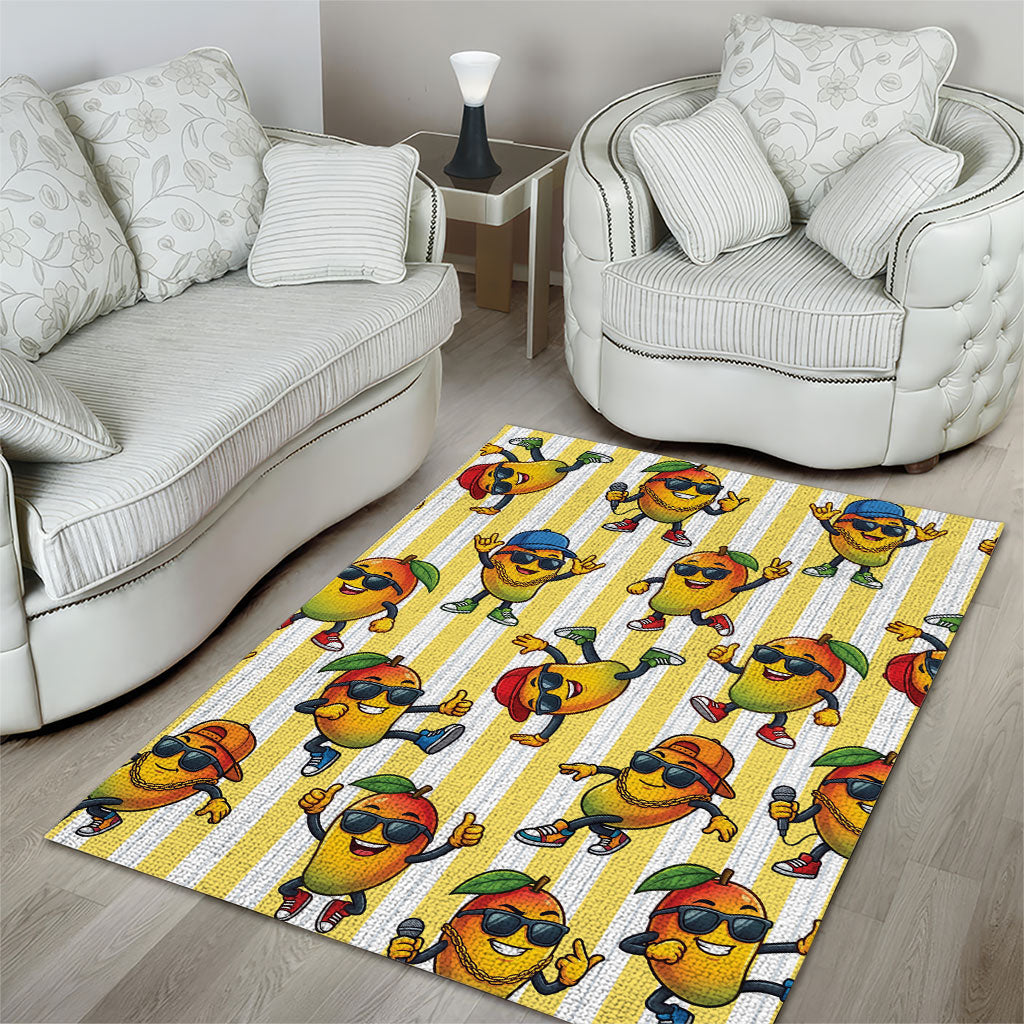 Funny Hawaii Mango Hip Hop Cartoon Area Rug Summer Beach Party