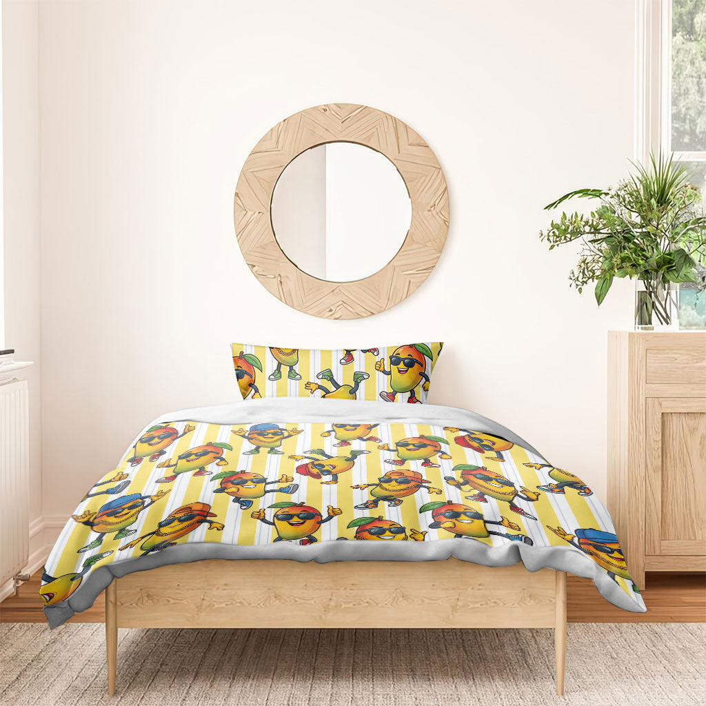 Funny Hawaii Mango Hip Hop Cartoon Bedding Set Summer Beach Party