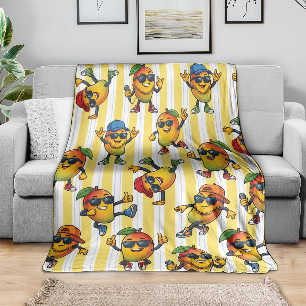 Funny Hawaii Mango Hip Hop Cartoon Blanket Summer Beach Party