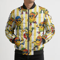 Funny Hawaii Mango Hip Hop Cartoon Bomber Puffer Jacket Summer Beach Party
