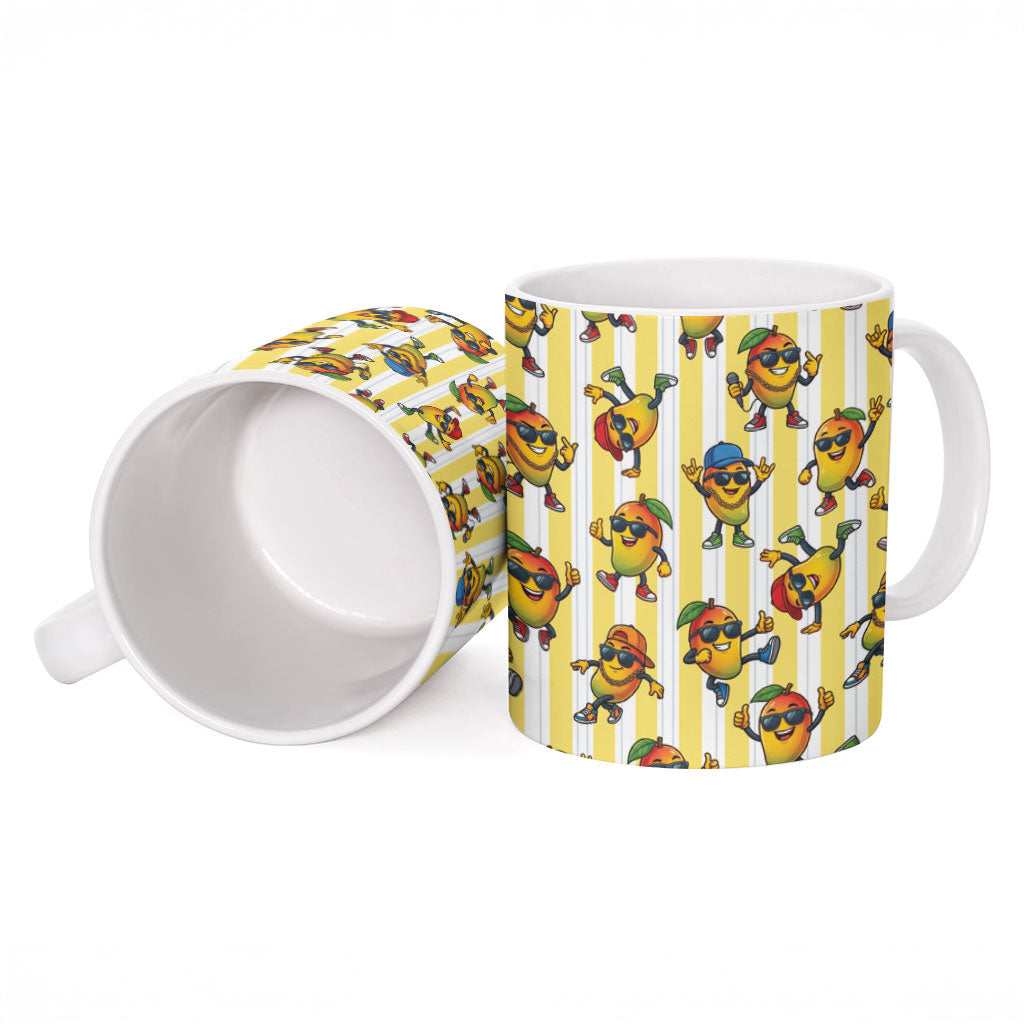 Funny Hawaii Mango Hip Hop Cartoon Ceramic Mug Summer Beach Party